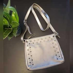Celine Dion - Silver Crossbady Bag with Stud Details